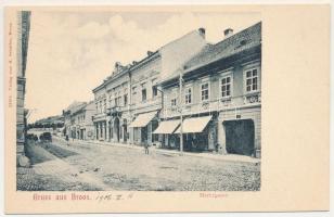 Szászváros, Broos, Orastie; Marktgasse / Piac utca, üzletek. A. Schuller kiadása / market street, shops (EK)