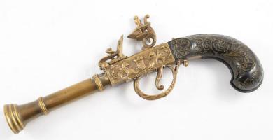 Replika kovás pisztoly, jó állapotban, h: 28 cm