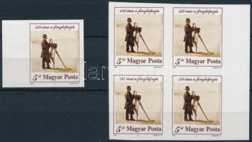 1989 150 éves a fényképezés vágott ívszéli négyestömb + vágott ívszéli bélyeg (7.500)