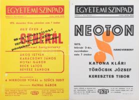 1972-1974 Egyetemi Színpadon tartott 4 db koncert műsorplakátja, Koncz Zsuzsa, Generál, Neoton, Syri...