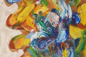 Schéner Mihály (1923-2009): Iris és Narcis. Olaj, farost. Jelzett. Hátoldalán autográf felirattal. 4...