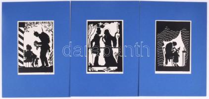 1915 Lotte Nicklass (1889-1921): 7 db árnykép, jelzettek a nyomaton, paszpartuban, 16x10,5 cm, külső méret: 29,5x20 cm