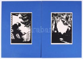 1915 Lotte Nicklass (1889-1921): 7 db árnykép, jelzettek a nyomaton, paszpartuban, 16x10,5 cm, külső...