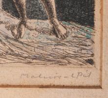 Molnár C Pál (1894-1981): Menyasszony (szürrealista kompozíció). Színezett rézkarc, papír, jelzett, ...