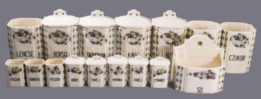 Grell 16 részes tárolóedény készlet, fedőhiányokkal, sérülésekkel, m: 20 cm alatt