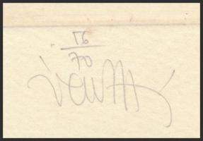 Vén Zoltán (1941- ): Buda. Rézkarc, papír, jelzett, számozott (56/70), 13×12,5 cm