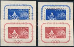 Románia 1960 Mi 46-47 blokkok 2 példányban (Mi EUR 110,-) (betapadásnyomok, az egyik fogazott blokk kisebb / gum disturbances, 1 of the perforated blocks is smaller)