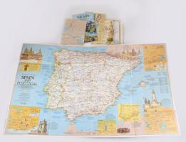 6 db National Geographic térkép: Spanyolország és Portugália, az Alpok, a középkori Anglia, stb., vegyes méretben