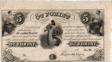 1852 "Philadelphia-i Kossuth-bankó" 5Ft nagy ívszéllel ! T:I