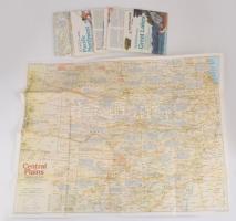 10 db National Geographic térkép: Észak-Amerika, Azték Birodalom, Jeges-tenger, stb., vegyes méretben