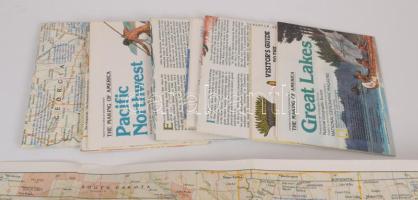 10 db National Geographic térkép: Észak-Amerika, Azték Birodalom, Jeges-tenger, stb., vegyes méretbe...