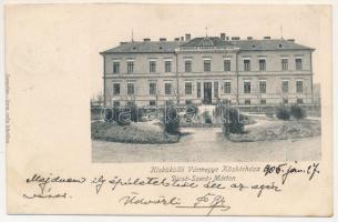 1905 Dicsőszentmárton, Tarnaveni, Diciosanmartin; Kisküküllő vármegye közkórháza. Jeremiás-Áron cég kiadása / hospital (vágott / cut)