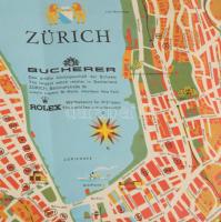 Zürich térképe, színes képekkel, reklámokkal, 32x49 cm