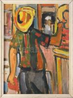 Csepeli Németh Miklós (1934-2012): Alak. Olaj, karton, jelezve jobbra középen lent. Szélén kisebb szakadással. 57,5x42 cm. Üvegezett fakeretben.