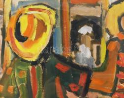 Csepeli Németh Miklós (1934-2012): Alak. Olaj, karton, jelezve jobbra középen lent. Szélén kisebb sz...