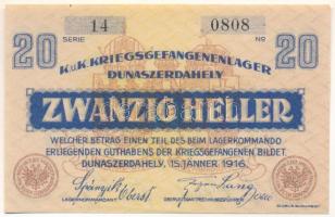 1916. Dunaszerdahely / hadifogolytábor 20f "14 0808" T:AU
1916. Hungary / Dunaszerdahely ...