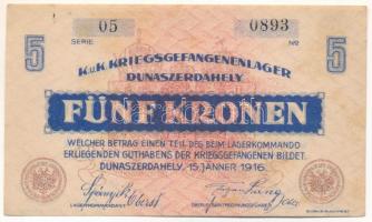 1916. Dunaszerdahely / hadifogolytábor 5K "05 0893" T:AU
1916. Hungary / Dunaszerdahely /...