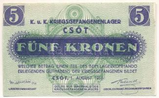 1916. Csót / Hadifogolytábor 5K sor- és sorozatszám nélkül T:UNC
1916. Hungary / Csót / POW Camp 5 ...