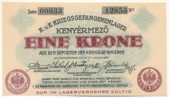 1916. Kenyérmező / Hadifogolytábor 1K "00033 12853" T:UNC
1916. Hungary / Kenyérmező / PO...
