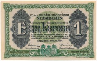 1916. Nezsider / Hadifogolytábor 1K "MS", római sorozat és arab sorszám "XXII 0098" T:UNC 1916. Hungary / Nezsider / POW Camp 1 Krone "MS", with Roman series and Arabic serial number "XXII 0098" C:UNC