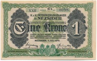 1916. Nezsider / Hadifogolytábor 1K "MS", római sorozat és arab sorszám "XXII 0098&qu...