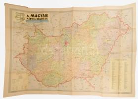 1957 A Magyar Népköztársaság közigazgatási térképe, 1 : 500.000, 75x115 cm + Magyarországi autóutak ...