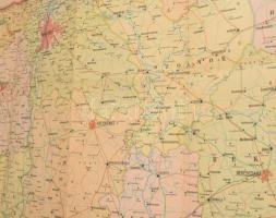 1957 A Magyar Népköztársaság közigazgatási térképe, 1 : 500.000, 75x115 cm + Magyarországi autóutak ...