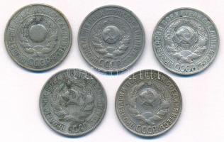 Szovjetunió 1924-1930. 15k Ag (5xklf) T:XF-VF Soviet Union 1924-1930. 15 Kopecks Ag (5xdiff) C:XF-VF...