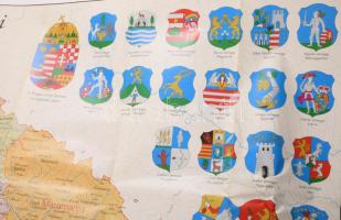 A Magyar Szent Korona országai 1914-ben, modern térkép, 86x119 cm