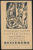 1923 A budapesti Belvedere művészeti ház kiállítási meghívója Szigethy István festő és Lázár Ilona faszobrász műveinek bemutatására