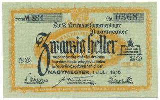 1916. Nagymegyer / Hadifogolytábor 20f "MS 34 0368" T:UNC
1916. Hungary / Nagymegyer / PO...