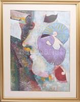 Gerzson Pál (1931-2008): Szigligeti táj, 1989. Tempera, papír, jelzés nélkül, jobb felső sarkában Gerzson Pál által datált. 41×60 cm. Üvegezett fakeretben