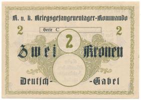 1914-1918 k. Osztrák-Magyar Monarchia / Deutsch Gabel (Jablonné v Podjestsdí) Hadifogolytábor 2K "C sorozat" sorszám nélkül T:AU 1914-1918 k. Austro-Hungarian Monarchy / Deutsch Gabel (Jablonné v Podjestsdí) POW camp 2 Kronen "serie C" without serial number C:AU