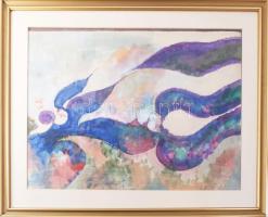 Gerzson Pál (1931-2008): Szigligeti táj, 1991. Akvarell, papír, jelezve jobbra lent. 41×60 cm. Lap paszpartuban elmozdult (laza). Üvegezett fakeretben.