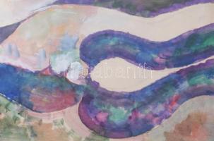 Gerzson Pál (1931-2008): Szigligeti táj, 1991. Akvarell, papír, jelezve jobbra lent. 41×60 cm. Lap p...