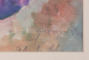 Gerzson Pál (1931-2008): Szigligeti táj, 1991. Akvarell, papír, jelezve jobbra lent. 41×60 cm. Lap p...