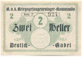 1914-1918 k. Osztrák-Magyar Monarchia / Deutsch Gabel (Jablonné v Podjestsdí) Hadifogolytábor 2h "F 924" szárazpecséttel T:UNC 1914-1918 k. Austro-Hungarian Monarchy / Deutsch Gabel (Jablonné v Podjestsdí) POW camp 2 Heller "F 924" with embossed stamp C:UNC