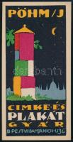 cca 1930 Pöhm J. címke és plakátgyár Budapest art deco stílusú számolócédula