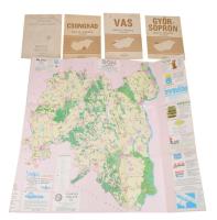 5 db magyar megyetérkép: Csongrád, Győr-Sopron, Tolna, Vas megye + Békés megye úthálózati térkép, sérült