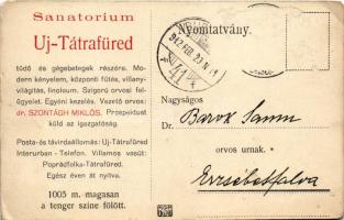 1912 Újtátrafüred, Neu-Schmecks, Novy Smokovec (Magas-Tátra, Vysoké Tatry); Sanatorium, hátoldalán r...