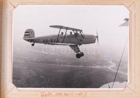 cca 1930-1950 Fotóalbum családi, kirándulási, valamint repülős témájú képekkel, összesen 54 db berag...