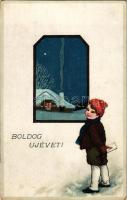 Boldog Újévet! / New Year greeting art postcard. litho (Rb)