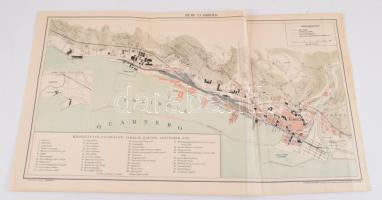 cca 1900 Fiume és kikötője, a Pallas Nagy Lexikona térkép-melléklete, 1 : 11.520, kis lapszéli szakadásokkal, 23x42 cm