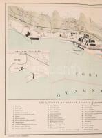 cca 1900 Fiume és kikötője, a Pallas Nagy Lexikona térkép-melléklete, 1 : 11.520, kis lapszéli szaka...