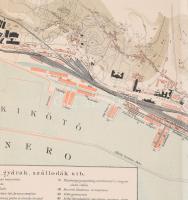 cca 1900 Fiume és kikötője, a Pallas Nagy Lexikona térkép-melléklete, 1 : 11.520, kis lapszéli szaka...