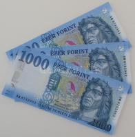 2017. 1000Ft (3x) sorszámkövetők "DM 8792961 - DM 8792963" T:UNC Adamo F55.6