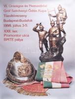 1998 VI. Országos és Nemzetközi Gróf Széchenyi Ödön Kupa Tűzoltóverseny Budapest-Budafok plakát, 64×46 cm