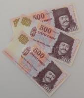 2010. 500Ft (3x) sorszámkövetők "ED 2469212 - ED 2469214" T:UNC Adamo F54H