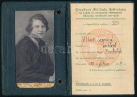 1935 Bp., Az Országos Stefánia Szövetség fényképes igazolványa