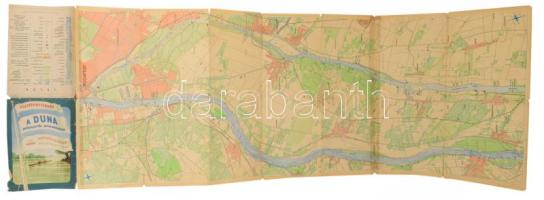 2 db vízisporttérkép: A Duna Budapesttől Sztálinvárosig, sérülésekkel, 40x112 cm + A Duna Esztergomt...